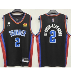 Men Oklahoma City Thunder 2 Shai Gilgeous Alexander Black With NO 6 Patch Stitched Basketball Jersey Men Oklahoma City Thunder 2 Shai Gilgeous Alexander Black With NO 6 Patch Stitched Basketball Jersey