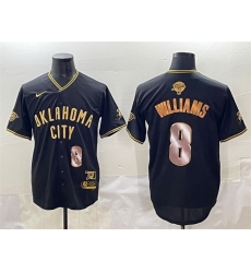 Men Oklahoma City Thunder 8 Jalen Williams Black Gold 2025 Finals Vapor Stitched Baseball Jersey