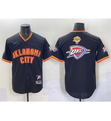 Men Oklahoma City Thunder Team Big Logo Black 2025 Finals Vapor Stitched Baseball Jersey