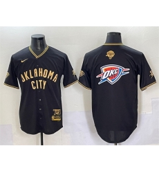 Men Oklahoma City Thunder Team Big Logo Black Gold 2025 Finals Vapor Stitched Baseball Jersey