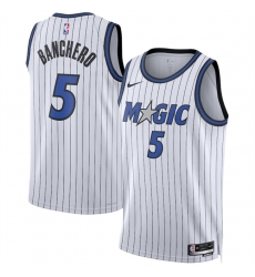 Men Orlando Magic 5 Paolo Banchero White 2025 Association Edition Stitched Basketball Jersey