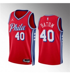 Men Philadelphia 76ers 40 Nicolas Batum Red Statement Edition Stitched Jersey Men Philadelphia 76ers 40 Nicolas Batum Red Statement Edition Stitched Jersey