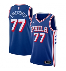Men Philadelphia 76ers 77 V  J  Edgecombe Royal 2025 Draft Icon Edition Stitched Jersey