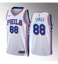 Men Philadelphia 76ers 88 Kai Jones White Association Edition Stitched Jersey Men Philadelphia 76ers 88 Kai Jones White Association Edition Stitched Jersey