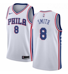 Mens Nike Philadelphia 76ers 8 Zhaire Smith Swingman White NBA Jersey Association Edition 