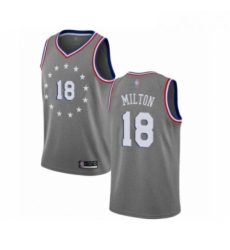 Womens Philadelphia 76ers 18 Shake Milton Swingman Gray Basketball Jersey City Edition 