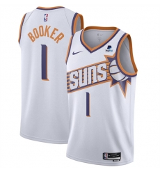 Men Phoenix Suns 1 Devin Booker White 2023 Association Edition Stitched Basketball Jersey Men Phoenix Suns 1 Devin Booker White 2023 Association Edition Stitched Basketball Jersey