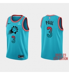 Men Phoenix Suns 3 Chris Paul 2022 23 Blue City Edition Stitched Basketball Jersey Men Phoenix Suns 3 Chris Paul 2022 23 Blue City Edition Stitched Basketball Jersey