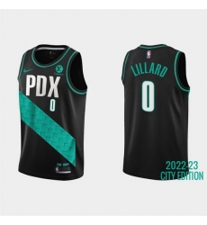 Men Portland Trail Blazers 0 Damian Lillard 2022 23 Black City Edition Stitched Basketball Jersey Men Portland Trail Blazers 0 Damian Lillard 2022 23 Black City Edition Stitched Basketball Jersey
