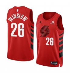 Men Portland Trail Blazers 26 Justise Winslow 2022 23 Red Statement Edition Swingman Stitched Basketball Jersey Men Portland Trail Blazers 26 Justise Winslow 2022 23 Red Statement Edition Swingman Stitched Basketball Jersey