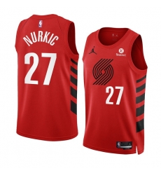 Men Portland Trail Blazers 27 Jusuf Nurkic 2022 23 Red Statement Edition Swingman Stitched Basketball Jersey Men Portland Trail Blazers 27 Jusuf Nurkic 2022 23 Red Statement Edition Swingman Stitched Basketball Jersey