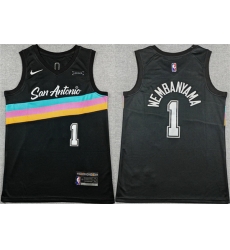 Men San Antonio Spurs 1 Victor Wembanyama Black 2025 26 City Edition Stitched Basketball Jersey Men San Antonio Spurs 1 Victor Wembanyama Black 2025 26 City Edition Stitched Basketball Jersey