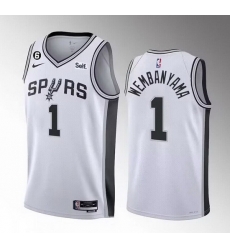 Men San Antonio Spurs 1 Victor Wembanyama White 2022 23 Association Edition With NO 6 Patch Stitched Basketball Jersey Men San Antonio Spurs 1 Victor Wembanyama White 2022 23 Association Edition With NO 6 Patch Stitched Basketball Jersey