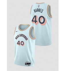 Men San Antonio Spurs 40 Harrison Barnes Light Blue 2024 25 City Edition Stitched Basketball Jersey Men San Antonio Spurs 40 Harrison Barnes Light Blue 2024 25 City Edition Stitched Basketball Jersey