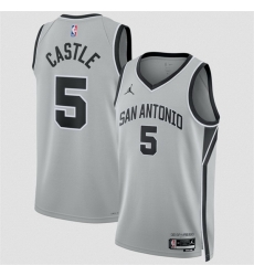 Men San Antonio Spurs 5 Stephon Castle Silver 2025 Statement Edition Stitched Basketball Jersey