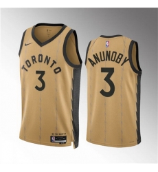 Men Toronto Raptors 3 O G Anunoby Gold 2023 24 City Edition Stitched Basketball Jersey Men Toronto Raptors 3 O G Anunoby Gold 2023 24 City Edition Stitched Basketball Jersey