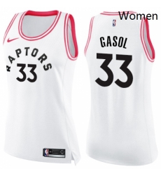 Womens Nike Toronto Raptors 33 Marc Gasol White Pink NBA Swingman Fashion Jersey Womens Nike Toronto Raptors 33 Marc Gasol White Pink NBA Swingman Fashion Jersey