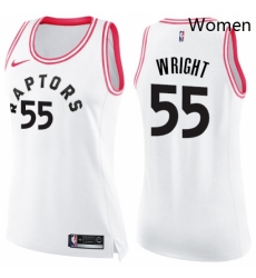 Womens Nike Toronto Raptors 55 Delon Wright Swingman WhitePink Fashion NBA Jersey Womens Nike Toronto Raptors 55 Delon Wright Swingman WhitePink Fashion NBA Jersey