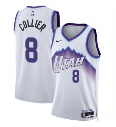 Men Utah Jazz 8 Isaiah Collier White 2025 Association Edition Stitched Basketball Jersey