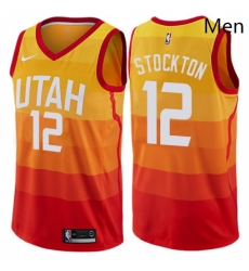 Mens Nike Utah Jazz 12 John Stockton Authentic Orange NBA Jersey City Edition Mens Nike Utah Jazz 12 John Stockton Authentic Orange NBA Jersey City Edition