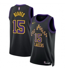 Men Los Angeles Lakers 15 Austin Reaves Black 2025 26 City Edition Stitched Basketball Jersey