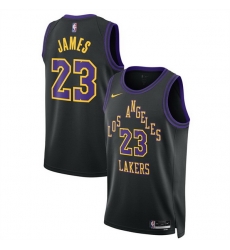 Men Los Angeles Lakers 23 LeBron James LeBron James Black 2025 26 City Edition Stitched Basketball Jersey