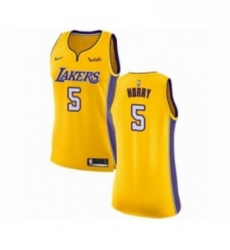 Womens Los Angeles Lakers 5 Robert Horry Authentic Gold Home Basketball Jersey Icon Edition