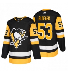 Men Penguins 53 Teddy Blueger black Authentic Stitched Hockey Jersey Men Penguins 53 Teddy Blueger black Authentic Stitched Hockey Jersey