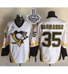 Penguins #35 Tom Barrasso White CCM Throwback 2017 Stanley Cup Final Patch Stitched NHL Jersey Penguins #35 Tom Barrasso White CCM Throwback 2017 Stanley Cup Final Patch Stitched NHL Jersey
