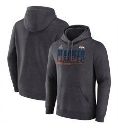 Men Denver Broncos Heather Charcoal 2024 Playoffs Pullover Hoodie Men Denver Broncos Heather Charcoal 2024 Playoffs Pullover Hoodie