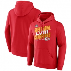 Men Kansas City Chiefs Red Super Bowl LVIII Champions Iconic Victory Pullover Hoodie