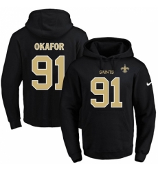 NFL Mens Nike New Orleans Saints 91 Alex Okafor Black Name Number Pullover Hoodie NFL Mens Nike New Orleans Saints 91 Alex Okafor Black Name Number Pullover Hoodie