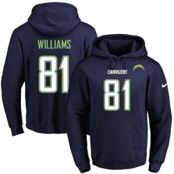 NFL Mens Nike Los Angeles Chargers 81 Mike Williams Navy Blue Name Number Pullover Hoodie