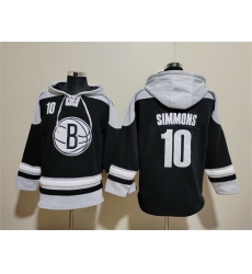Men Brooklyn Nets 10 Ben Simmons Black Lace Up Pullover Hoodie Men Brooklyn Nets 10 Ben Simmons Black Lace Up Pullover Hoodie