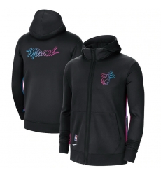 Men Nike Miami Heat Black City Edition Showtime Full Zip Hoodie Men Nike Miami Heat Black City Edition Showtime Full Zip Hoodie
