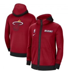 Men Nike Miami Heat Red Authentic Showtime Performance Full Zip Hoodie Jacket Men Nike Miami Heat Red Authentic Showtime Performance Full Zip Hoodie Jacket
