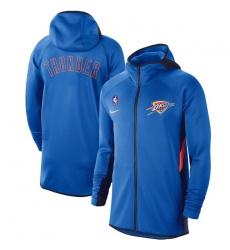 Men Nike Oklahoma City Thunder Blue Authentic Showtime Therma Flex Performance Full Zip Hoodie