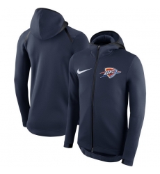Men Oklahoma City Thunder Nike Showtime Therma Flex Performance Full Zip Hoodie Navy Men Oklahoma City Thunder Nike Showtime Therma Flex Performance Full Zip Hoodie Navy