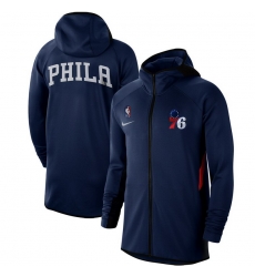 Men Nike Philadelphia 76ers Royal Authentic Showtime Performance Raglan Full Zip Hoodie Men Nike Philadelphia 76ers Royal Authentic Showtime Performance Raglan Full Zip Hoodie
