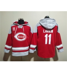 Men Cincinnati Reds 11 Barry Larkin Red Ageless Must Have Lace Up Pullover Hoodie Men Cincinnati Reds 11 Barry Larkin Red Ageless Must Have Lace Up Pullover Hoodie