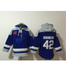 Men Los Angeles Dodgers 42 Jackie Robinson Blue Ageless Must Have Lace Up Pullover Hoodie Men Los Angeles Dodgers 42 Jackie Robinson Blue Ageless Must Have Lace Up Pullover Hoodie