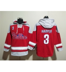 Men Philadelphia Phillies 3 Bryce Harper Red Ageless Must Have Lace Up Pullover Hoodie Men Philadelphia Phillies 3 Bryce Harper Red Ageless Must Have Lace Up Pullover Hoodie