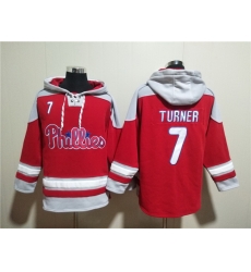 Men Philadelphia Phillies 7 Trea Turner Red Ageless Must Have Lace Up Pullover Hoodie Men Philadelphia Phillies 7 Trea Turner Red Ageless Must Have Lace Up Pullover Hoodie
