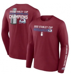 Men Colorado Avalanche Burgundy 2022 Stanley Cup Champions Back Check Multi Hit Long Sleeve T Shirt Men Colorado Avalanche Burgundy 2022 Stanley Cup Champions Back Check Multi Hit Long Sleeve T Shirt