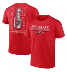 Men Florida Panthers Red 2025 Stanley Cup Champions Signature Roster T Shirt Men Florida Panthers Red 2025 Stanley Cup Champions Signature Roster T Shirt