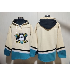 Men Anaheim Ducks Blank Cream Ageless Must Have Lace Up Pullover Hoodie