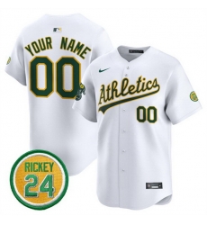 Men Women Youth Oakland Athletics Active Player Custom White 2024 Home Limited With Rickey Henderson Patch Stitched Jersey