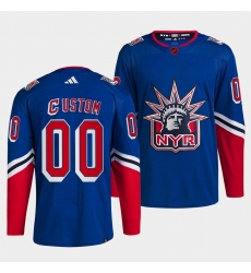 Men Women Youth New York Rangers Custom Blue 2022 Reverse Retro Stitched Jersey Men Women Youth New York Rangers Custom Blue 2022 Reverse Retro Stitched Jersey