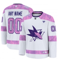 Men Women Youth San Jose Sharks Fanatics 2024 Hockey Fights Cancer Custom Practice Jersey White