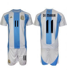 Men Argentina 11 Di Maria White Blue 2024 25 Home Soccer Jersey Suit